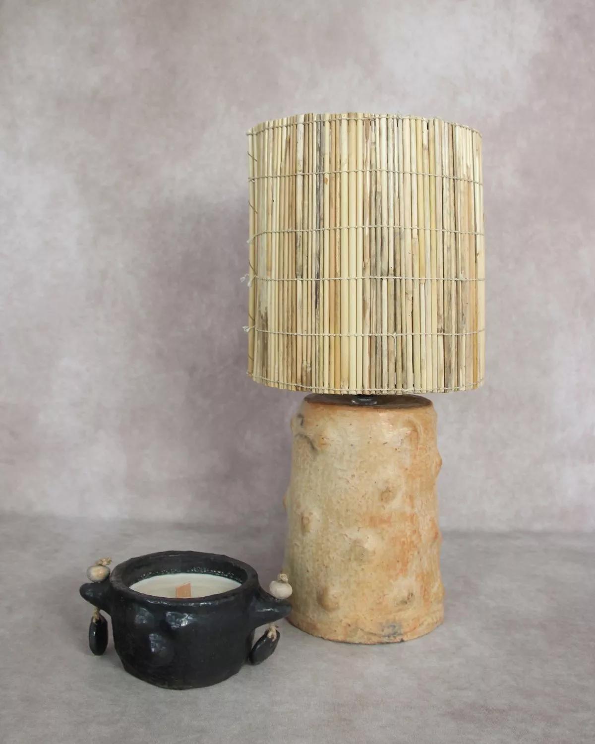 Anaspika Lampe céramique artisanale RIMA Terre cuite de Sejnane & fibres naturelles
