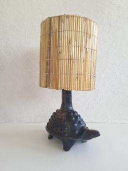 Anaspika Pied de lampe en céramique noire artisanale NINA Poterie de Sejnane