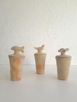 Anaspika Pot en terre cuite artisanal motifs FAUNIA Animaux & poterie Sejnane