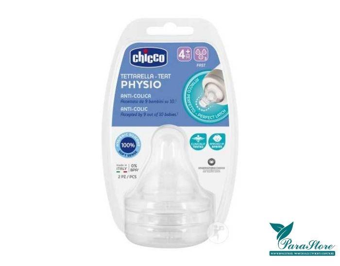 chicco TETINE PHYSIO TEAT ANTI COLIC SILICONE 4M+