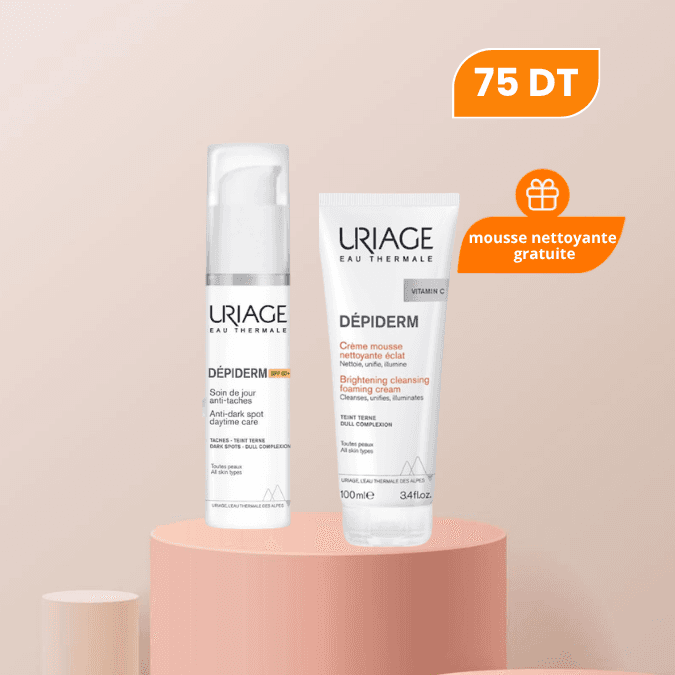 Uriage PACK DEPIDERM ANTI TACHES SOIN DE JOUR SPF50+ + CRÈME MOUSSE NETTOYANTE 100ML ANTI-TACHES