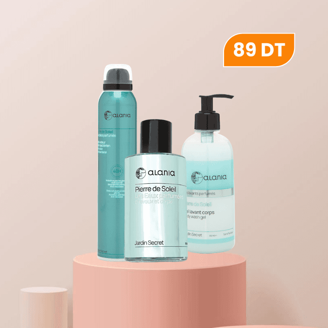 alania PACK EID PIERRE DE SOLEIL EAU PARFUMEE CHEVEUX CORPS + GEL LAVANT + DEODORANT PARFUMEE