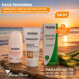 PRODERMA LABORATOIRE LABORATOIRE PACK DERMALIGHT TRIPLE ACTION TEINTÉ SPF50+ + ROLL-ON ÉCLAIRCISSANT + DERMOVERA