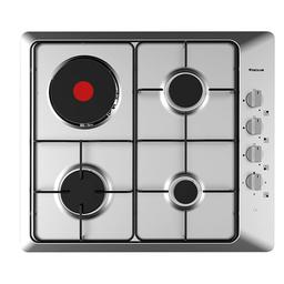 Focus Plaque de Cuisson 3 Feux Gaz+1 Foyer Electrique 60 Cm F.806X -Inox