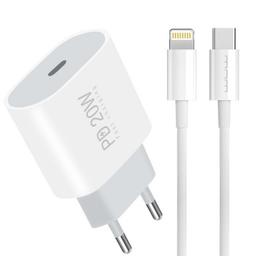 WUW Chargeur T79L PD3.0 20W + Cable Type-C vers Lightning