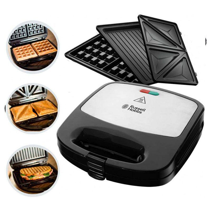 Russell Hobbs Appareil à Panini 3en1 Gaufre Croque-monsieur 24540-56 760W