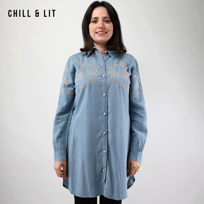 Chemise Longue En Jean Femme