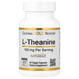 California Gold Nutrition Nutrition L-Theanine, Featuring AlphaWave 60 gélules végétales