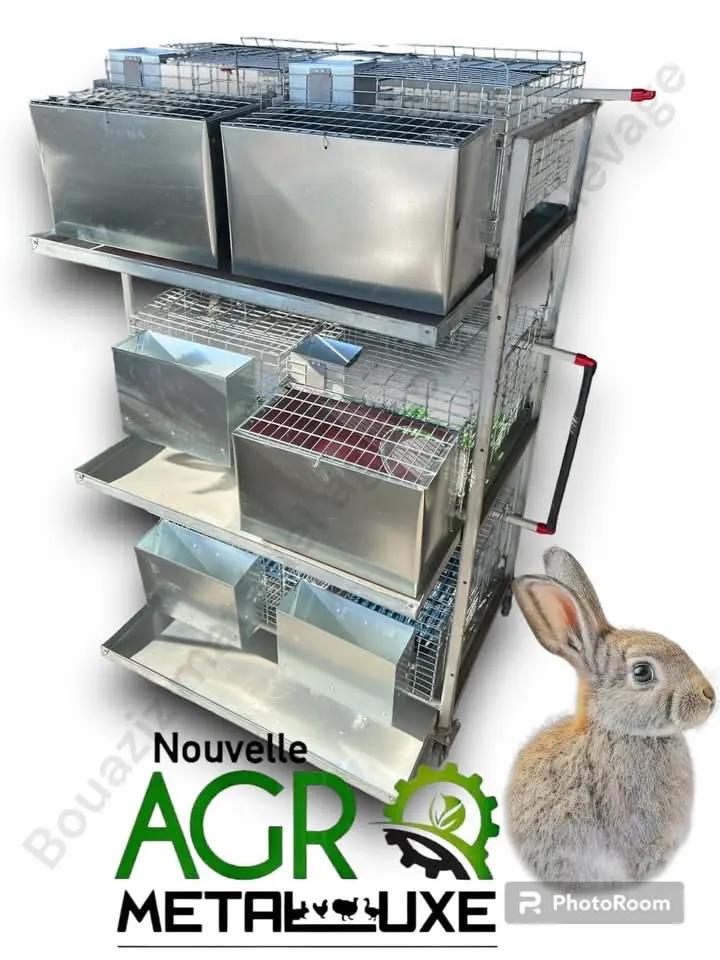 lapins Batterie à lapins 6 cages (3 reproduction + 3 engraissement)