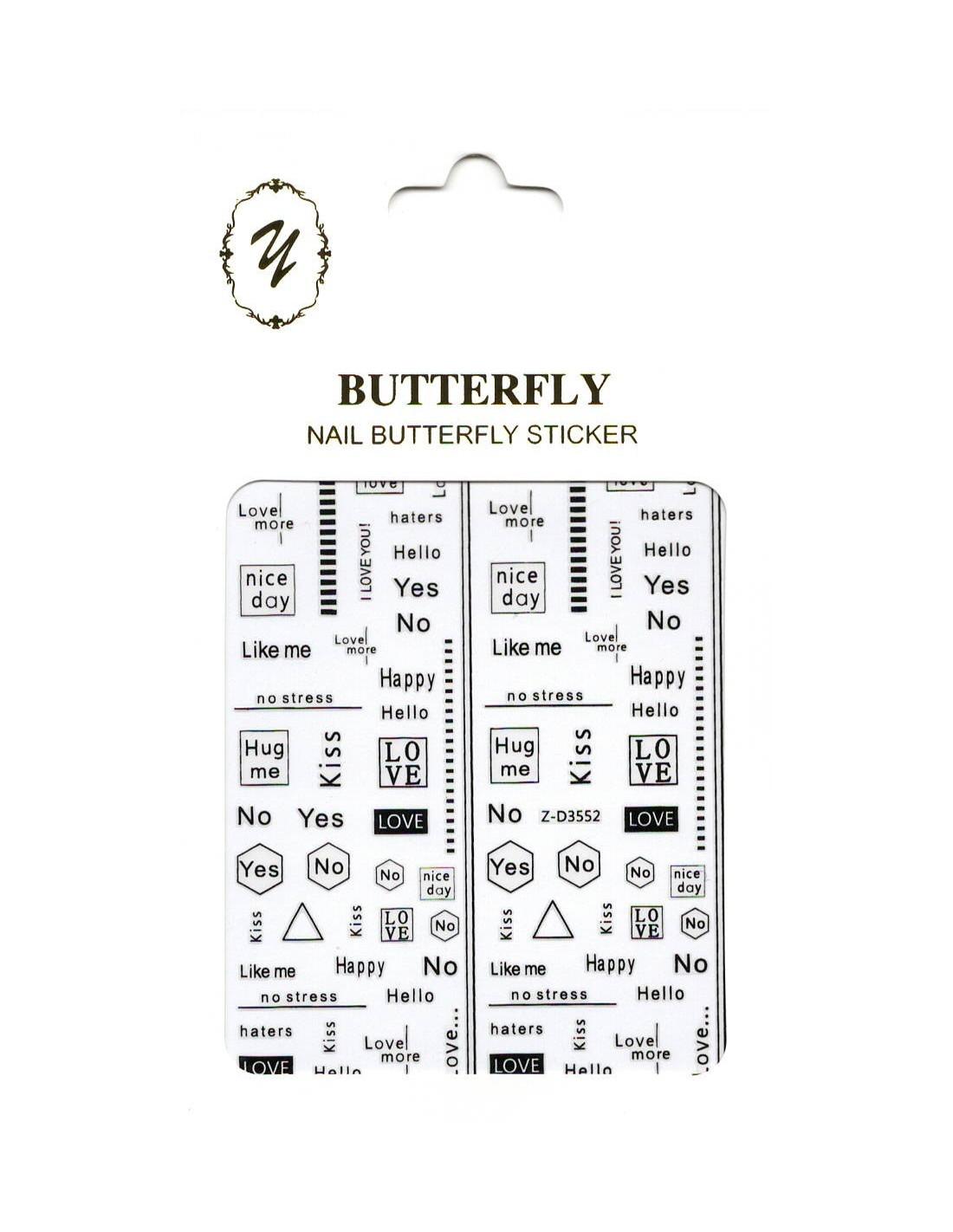 nail art Butterfly Z-D3552 mots phrases