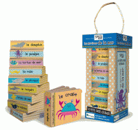 mini-livres de la mer La raie ; Le dauphin ; L’étoile de mer ; La baleine ; Le poulpe ; Le requin ; Le poisson clown ; Le crabe ; Le phoque ; La tortue de mer
