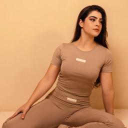 Oya Activwear Haut court Demi Manche Beige