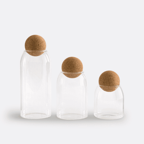 NEST Lot de 3 bocaux de rangement en verre