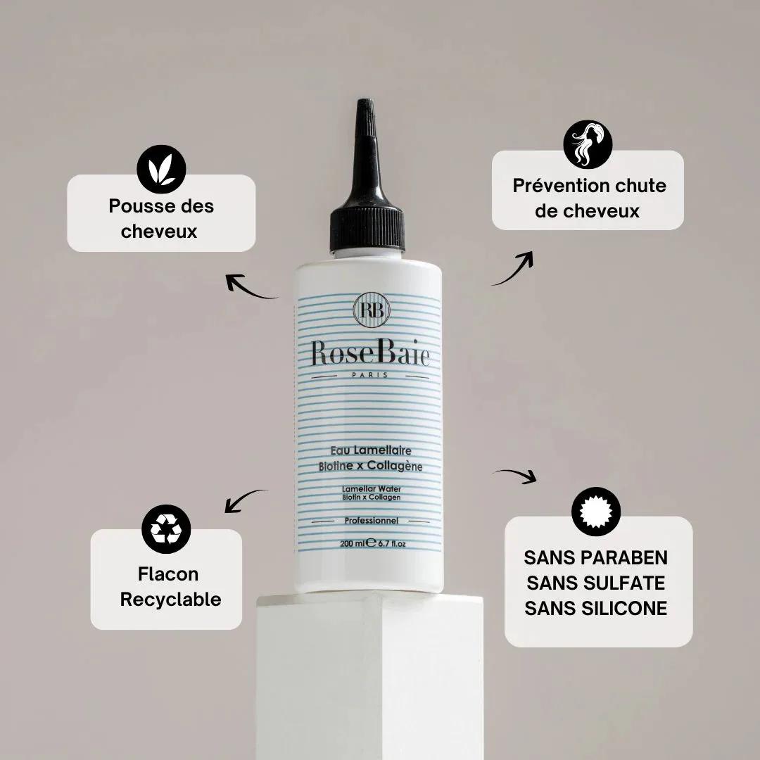 Rosebaie Eau Lamellaire Biotine & Collagène Soin Brillance & Réparation Express