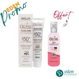 Olcare Suncare Ecran Solaire Minéral Teinté SPF50+ + Lait Demaquillant