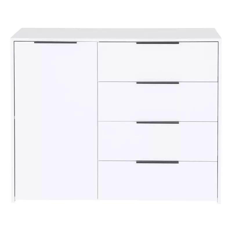 Commode blanche 1 porte 4 tiroirs