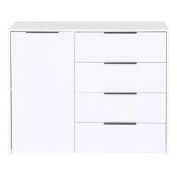 Commode blanche 1 porte 4 tiroirs