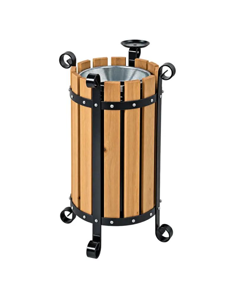 POUBELLE EXTERIEUR BOIS RONDE
