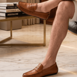 Mocassins Homme en Cuir Camel