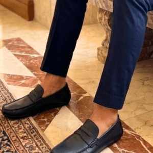 Mocassins Homme en Cuir Marine Simple