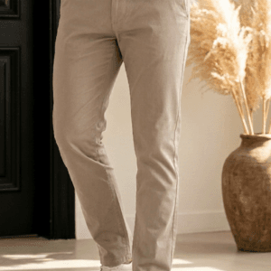 Chino Homme Beige Coupe Droite Classique
