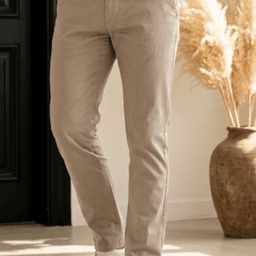 Chino Homme Beige Coupe Droite Classique