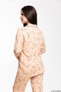 Colette Floral : Chemise Satinée Pantalon Élastique Élégant