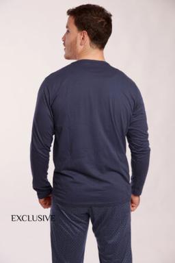 Pyjama Simon II Homme en Coton : Pull Col Rond Pantalon Élastique