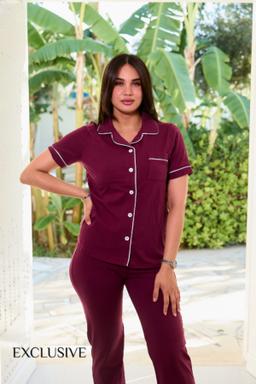 Colette Été Pantalon Coton Bordeaux