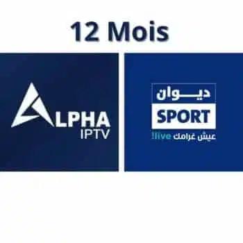 Alpha IPTV 12 mois + Diwan Sport + Taalimiya TV 12 mois