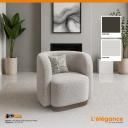 Boucle Fauteuil Argenté 1 Place Design Organique Socle Bois Foncé
