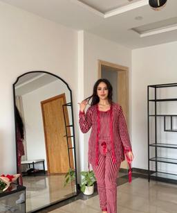 Pyjama 3 Pièces Velours Soft Rayé en