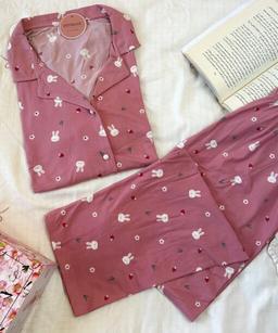 Pyjama Chemise Demi Manches Bambo Imprimé Lapin