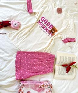 Pyjama Short Demi Manches Coton & « Good Morning »