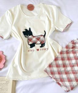 Pyjama Short Demi Manches Coton & Carreaux