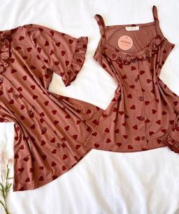 Spéciale Pyjama 3 Pièces Coton Viscose Nude Pointillé Cœurs