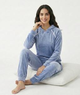 Pyjama Velours Capuche Lilas