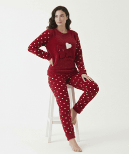 Pyjama Polaire Bordeaux Love