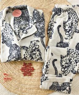 Pyjama Chemise Polaire Imprimé Léopard