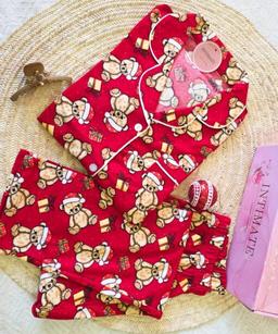Pyjama Chemise Velours Imprimé Nounours