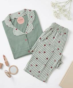 Pyjama Chemise Manches Longues Coton Doux Imprimé Coccinelles