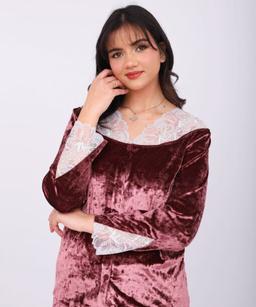 Pyjama Chemise Velours & Dentelle Vieux