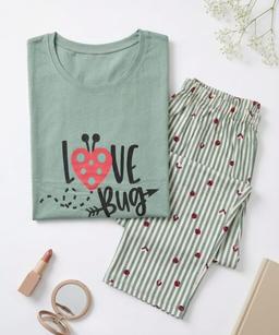 Pyjama Coton Manches Longues Doux Imprimé Coccinelles