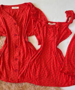 Pyjama 3 Pièces Coton Viscose Pointillé Marin
