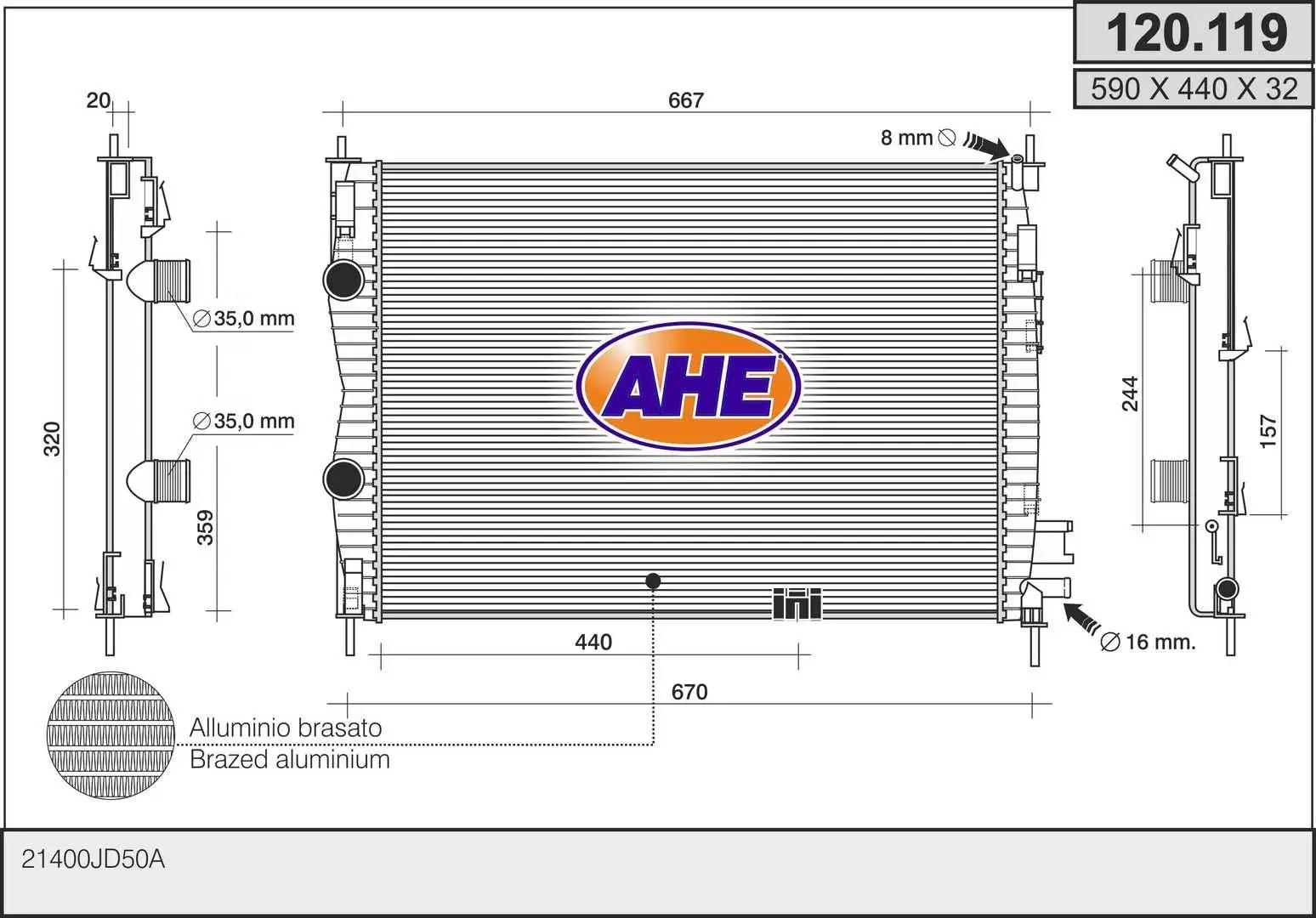 AHE Radiateur, refroidissement du moteur AHE