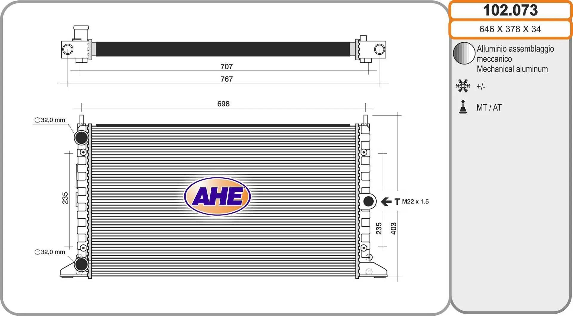 AHE Radiateur, refroidissement du moteur AHE