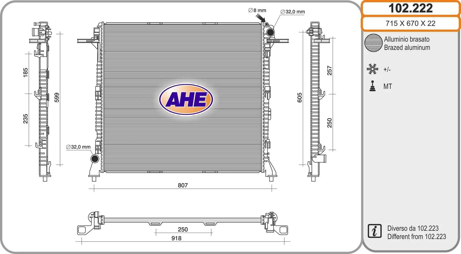 AHE Radiateur, refroidissement du moteur AHE