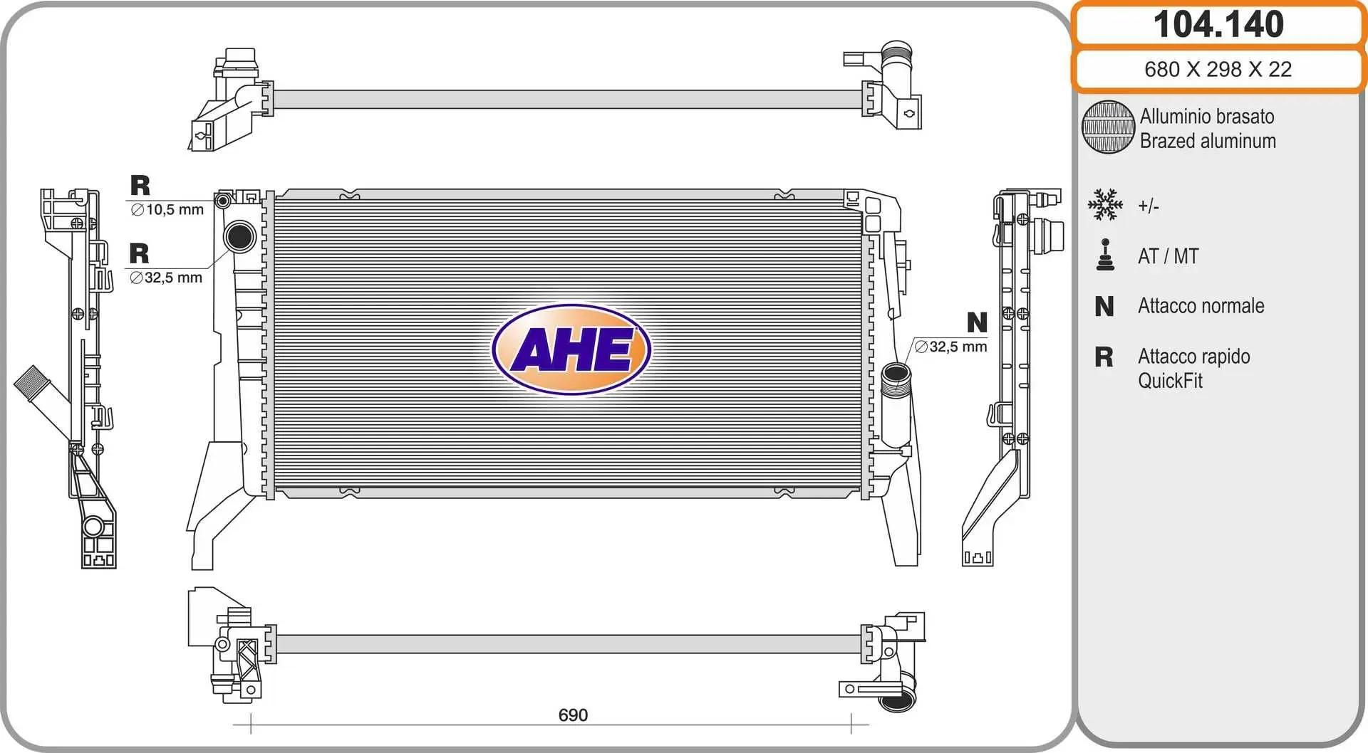 AHE Radiateur, refroidissement du moteur AHE