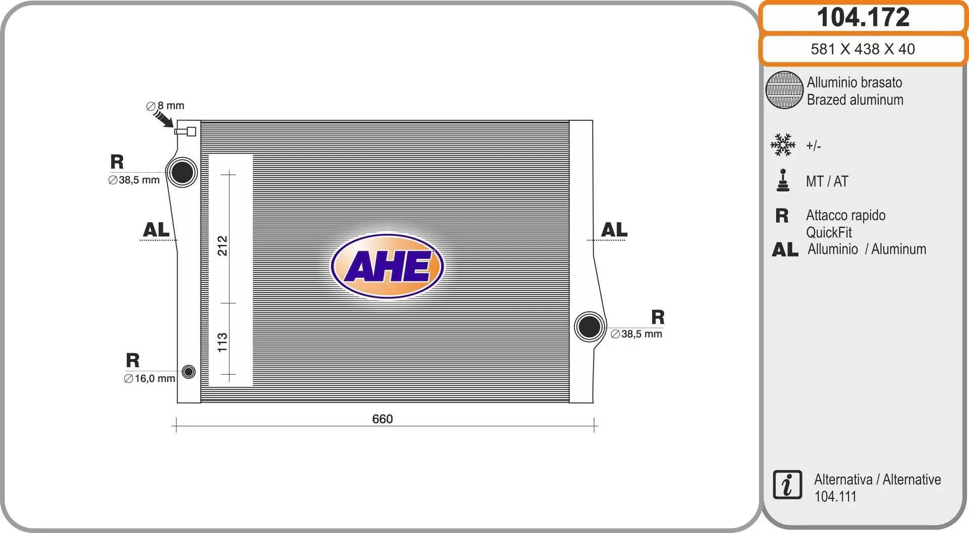 AHE Radiateur, refroidissement du moteur AHE