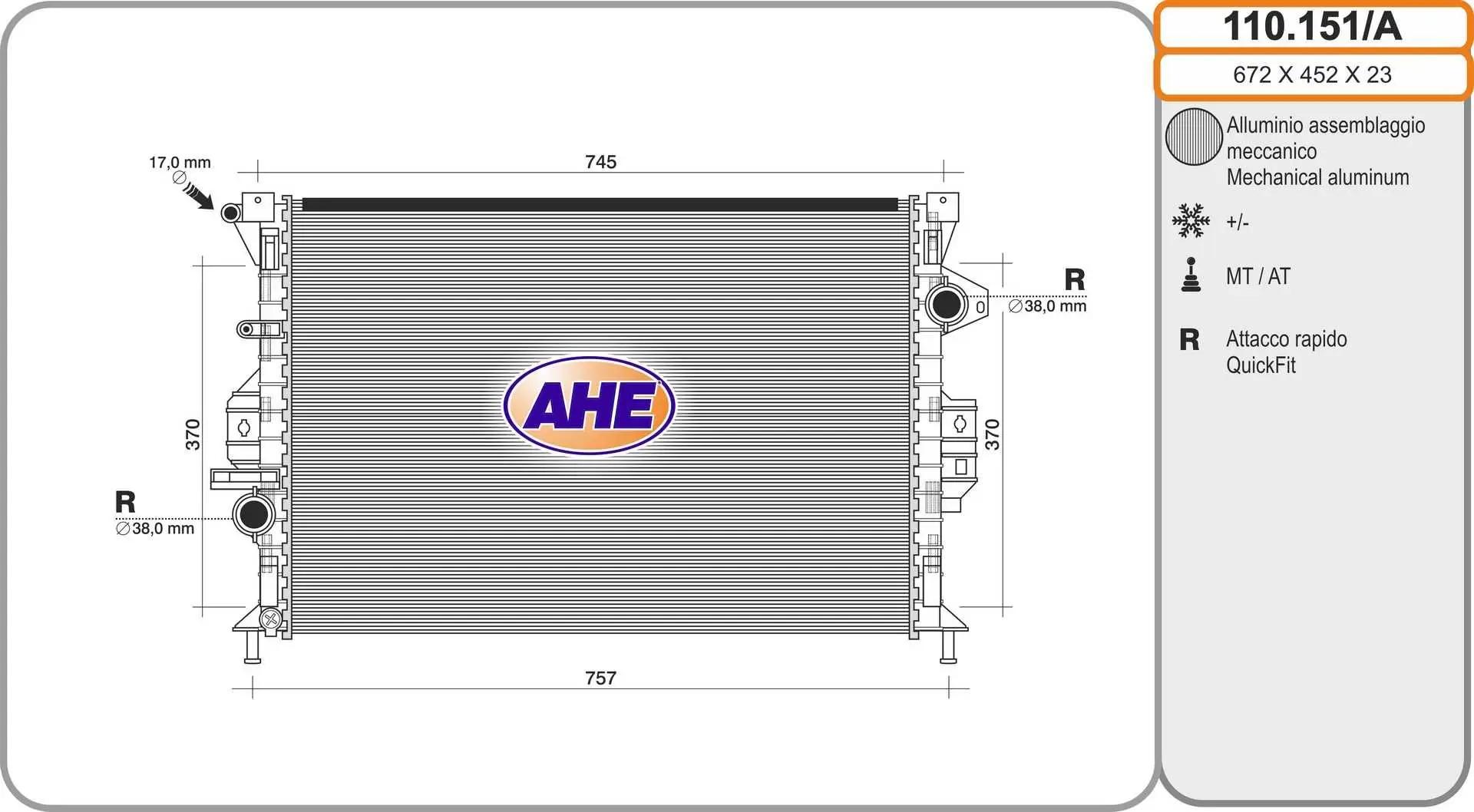AHE Radiateur, refroidissement du moteur AHE